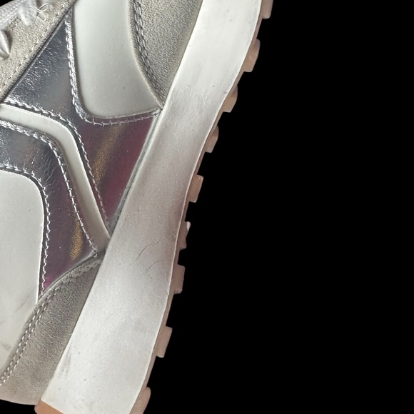 Steve Madden Women's Sneakers in White, Silver, and Tan - Picture 4 of 7